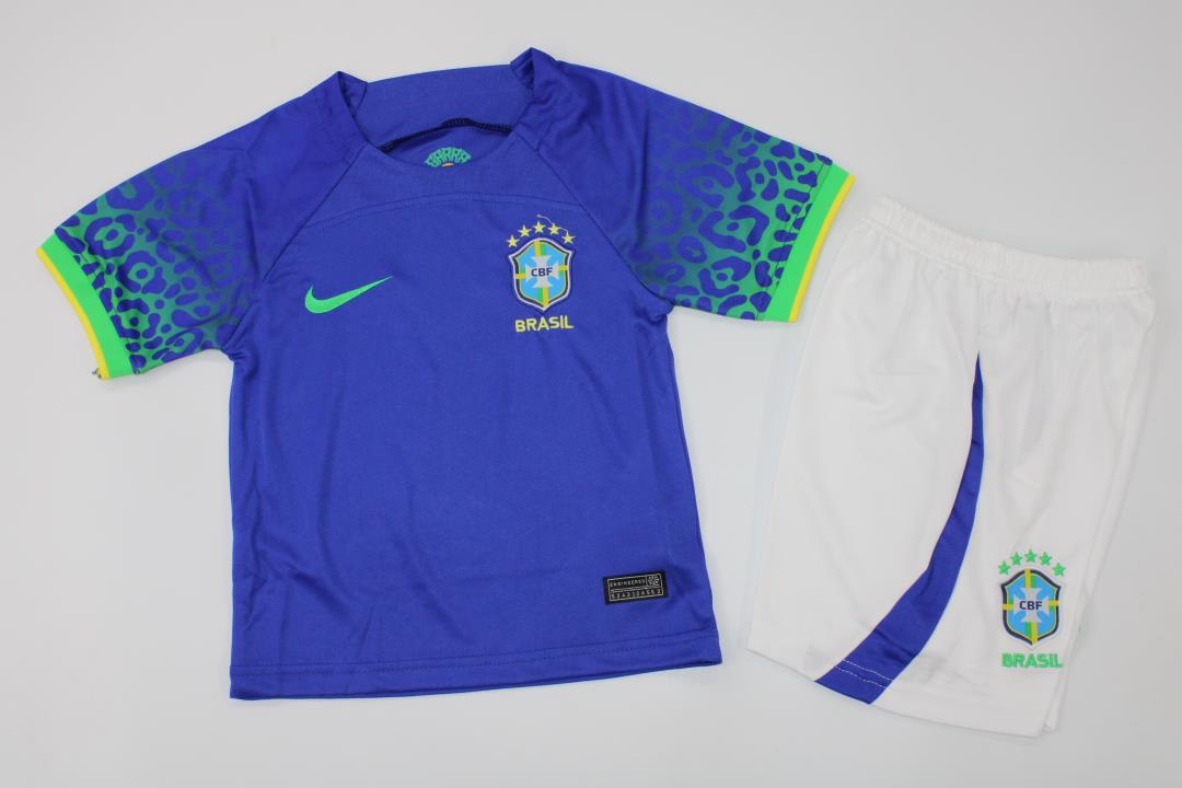 Kids-Brazil 2022 World Cup Away Soccer Jersey